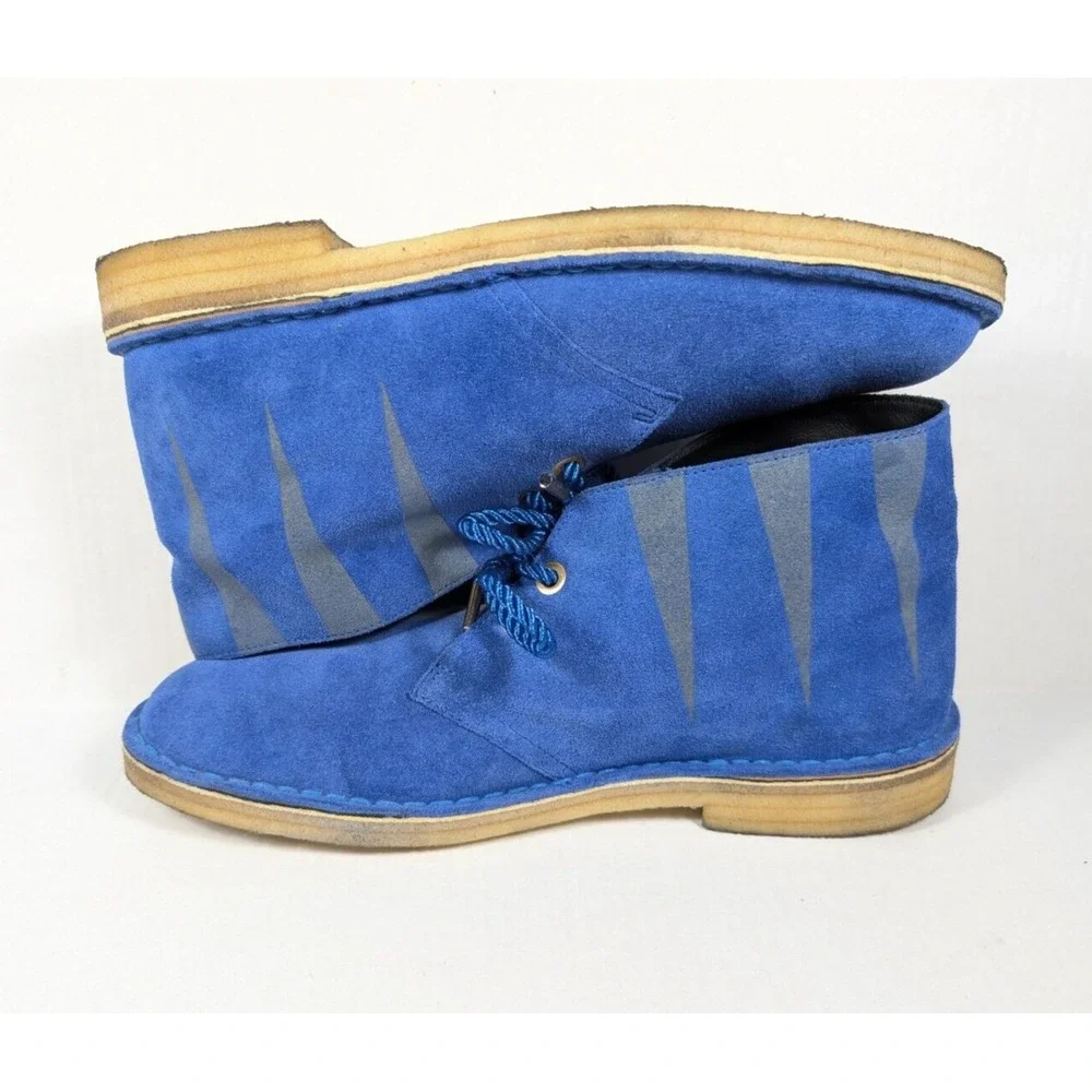 Clarks Boots Mens 11 Desert‎ Luck Electric Blue Leather Alexandra Llewellyn Blue